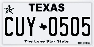 TX license plate CUY0505