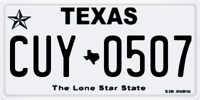 TX license plate CUY0507