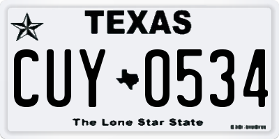 TX license plate CUY0534