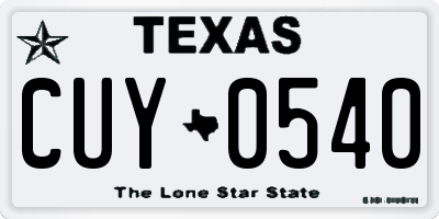 TX license plate CUY0540