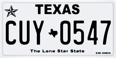 TX license plate CUY0547