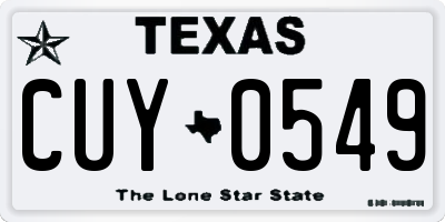 TX license plate CUY0549