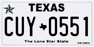TX license plate CUY0551