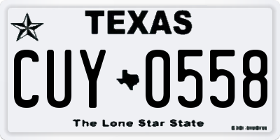 TX license plate CUY0558
