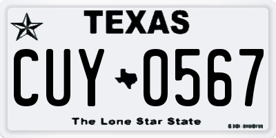 TX license plate CUY0567