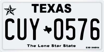 TX license plate CUY0576