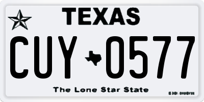 TX license plate CUY0577