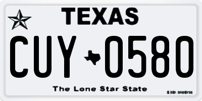 TX license plate CUY0580