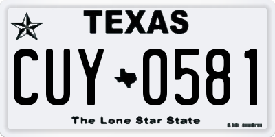 TX license plate CUY0581