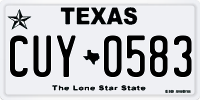 TX license plate CUY0583