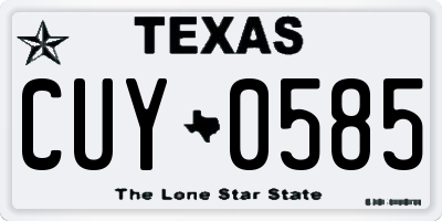 TX license plate CUY0585