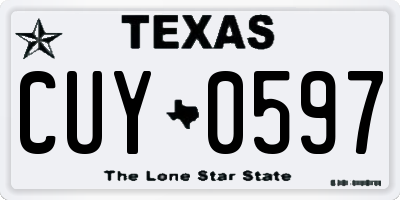 TX license plate CUY0597