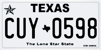 TX license plate CUY0598