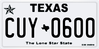 TX license plate CUY0600