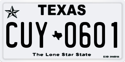 TX license plate CUY0601