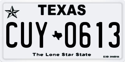 TX license plate CUY0613