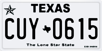 TX license plate CUY0615