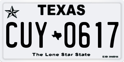 TX license plate CUY0617