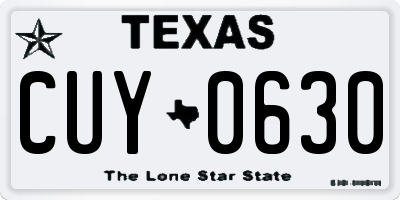 TX license plate CUY0630