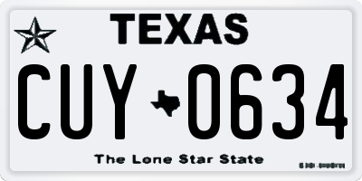 TX license plate CUY0634