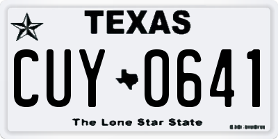 TX license plate CUY0641