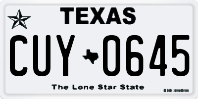 TX license plate CUY0645