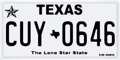 TX license plate CUY0646