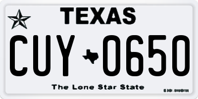 TX license plate CUY0650