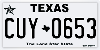 TX license plate CUY0653