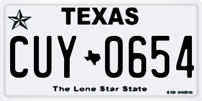 TX license plate CUY0654