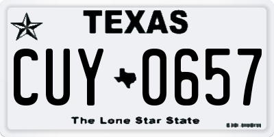 TX license plate CUY0657