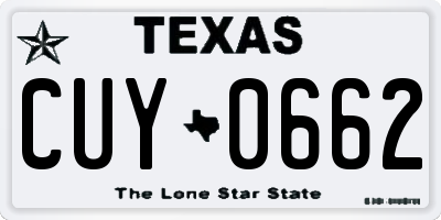 TX license plate CUY0662