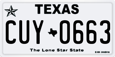 TX license plate CUY0663