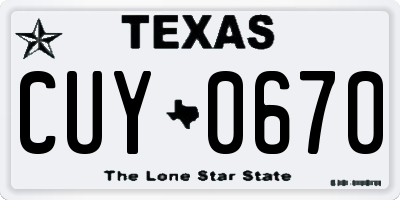 TX license plate CUY0670