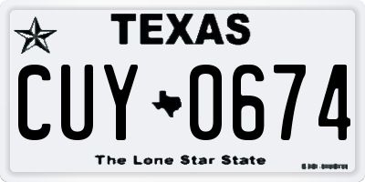 TX license plate CUY0674