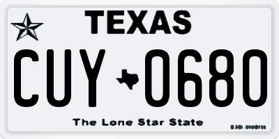 TX license plate CUY0680