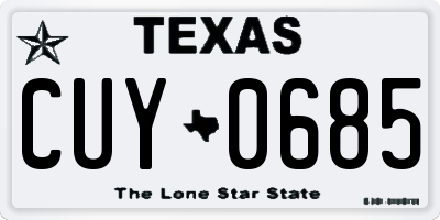 TX license plate CUY0685