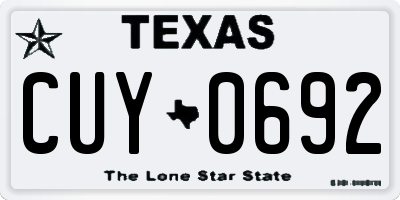 TX license plate CUY0692