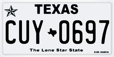 TX license plate CUY0697