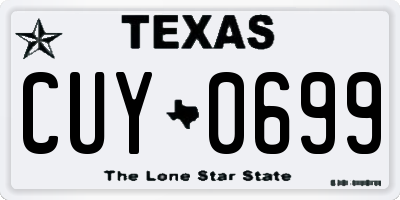 TX license plate CUY0699