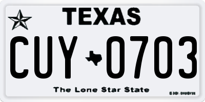 TX license plate CUY0703