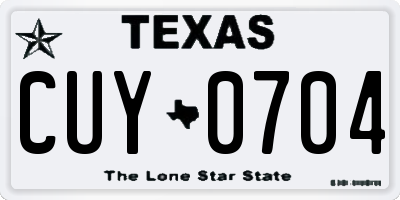 TX license plate CUY0704