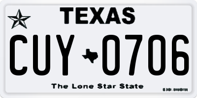 TX license plate CUY0706