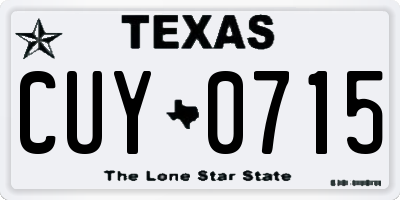 TX license plate CUY0715