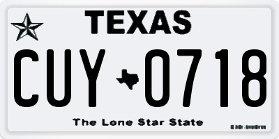 TX license plate CUY0718