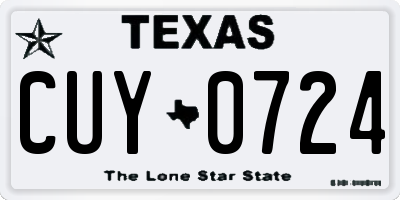 TX license plate CUY0724