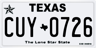 TX license plate CUY0726