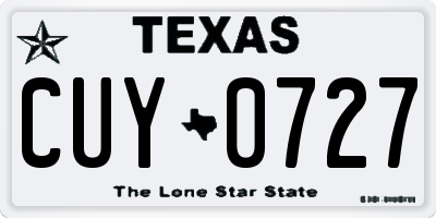 TX license plate CUY0727