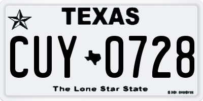 TX license plate CUY0728