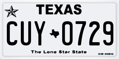 TX license plate CUY0729